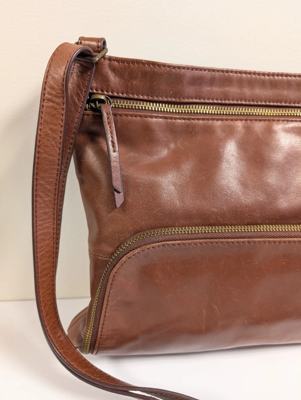Margot Cognac Leather Crossbody Bag Boho Classic Shoulder Purse